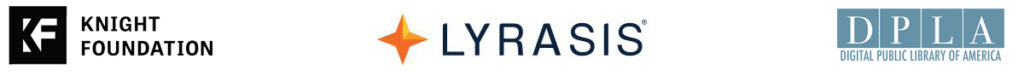 Logos for Knight Foundation, LYRASIS, and DPLA
