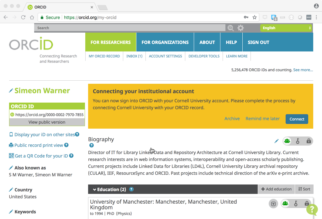 ORCID at Cornell University